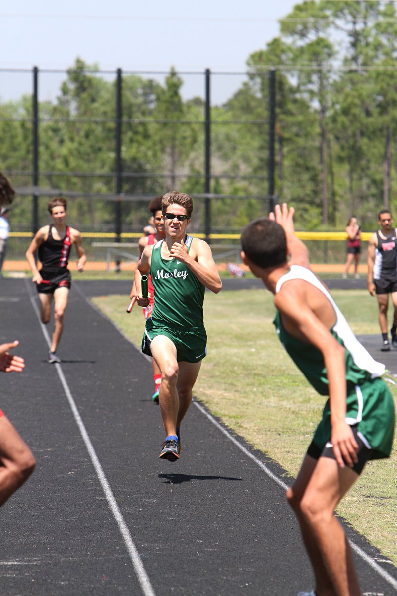 MosleyTrack's tweet photo. Teamwork equals a ticket to the 3A Region 1 Championship for Dolphins 4 x 800 relay squad. Congratulations Rowan, Marc, Ivan, and Kaden on a strong 3rd place.  @Xjonekj123  🥉🐬#FinFast https://t.co/D9JizczmgD