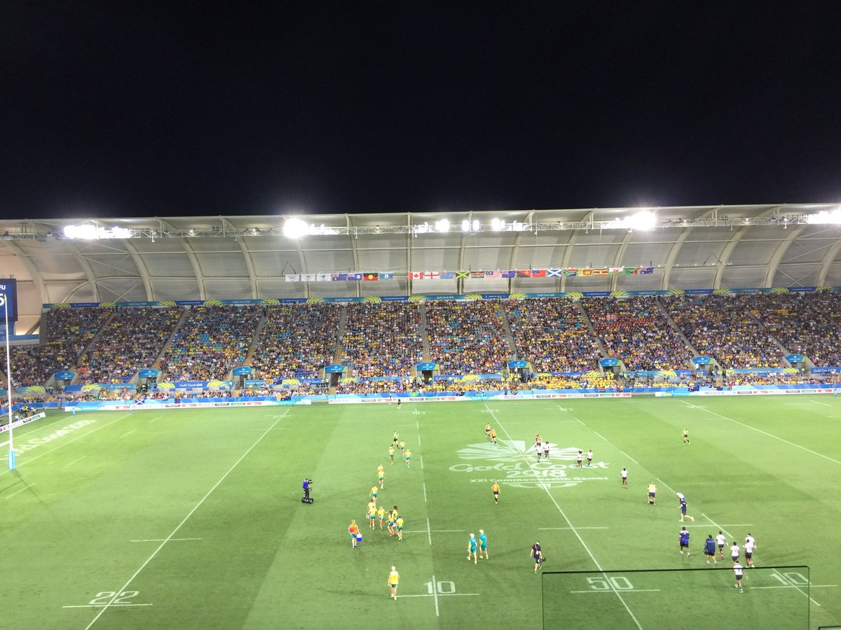 Packed house at #GC2018Rugby7s! Epic crowd and fun times supporting Australia! #WeAreGoldCoast