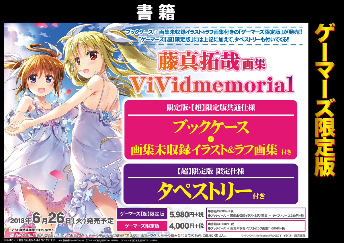 リリカルなのは　藤真拓哉画集　ViVidmemorial　限定仕様　タペストリー リリカルなのは藤真拓哉画集ViVidmemorial限定仕様タペストリー