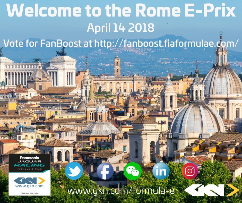 GKN_plc's tweet image. Good morning #Rome! Are you ready for the E-Prix today? 

Vote for FanBoost at 
fanboost.fiaformulae.com

#racetoinnovate #jaguarelectrifies