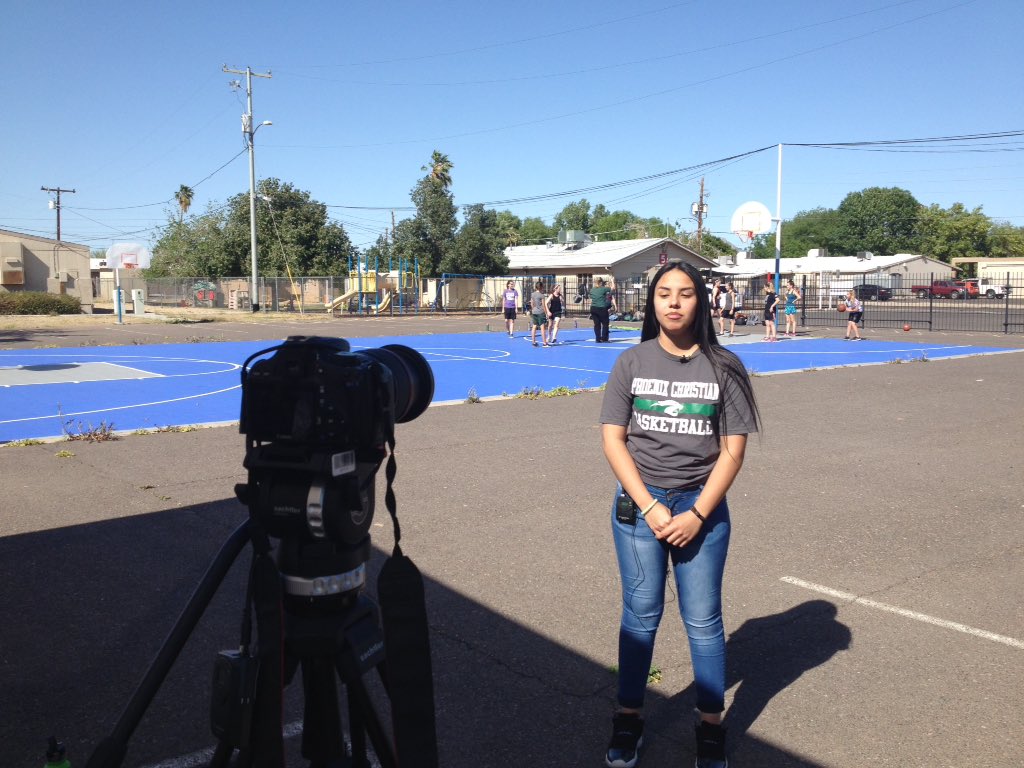 Thanks to <a href="/FLYtotheSKYE11/">Skye Merida</a> and his crew from <a href="/Cronkite_ASU/">Cronkite School</a> for coming by to interview a few of our players about their shoe preferences and styles today 🏀👟🔥📽👏