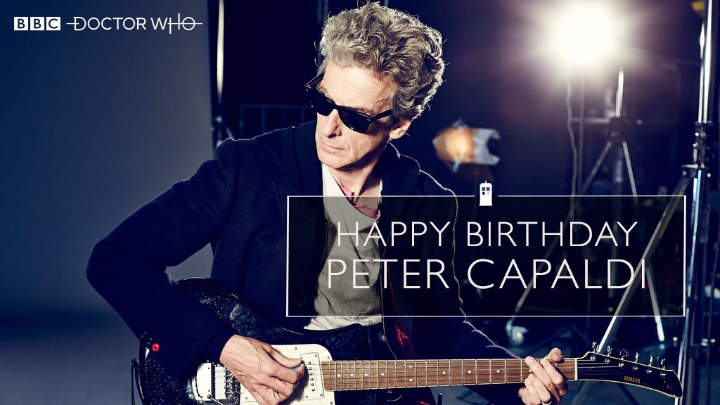 bbcdoctorwho's tweet photo. Happy birthday to the Twelfth Doctor, Peter Capaldi! 🎸#DoctorWho https://t.co/VDJGPymaQx