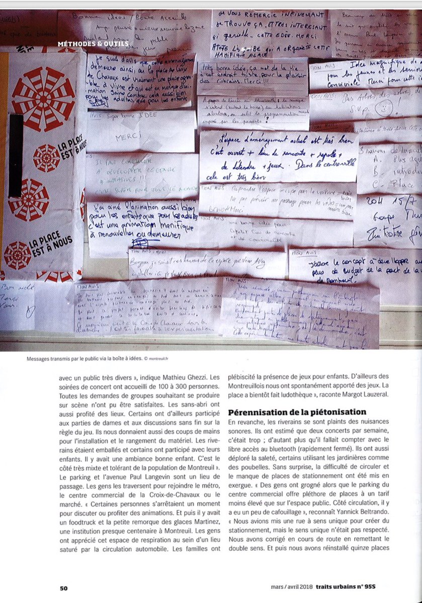 glechequer's tweet photo. Dossier spécial sur la transformation de la Croix de Chavaux à lire dans la revue Traits Urbains. Un article qui rappelle notre volonté, avec @PatriceBessac, que ce projet soit mené dans une démarche #participative d’#urbanismetransitoire #laplaceestanous #Montreuil #croixdechav’ https://t.co/kE52fuZr7Y