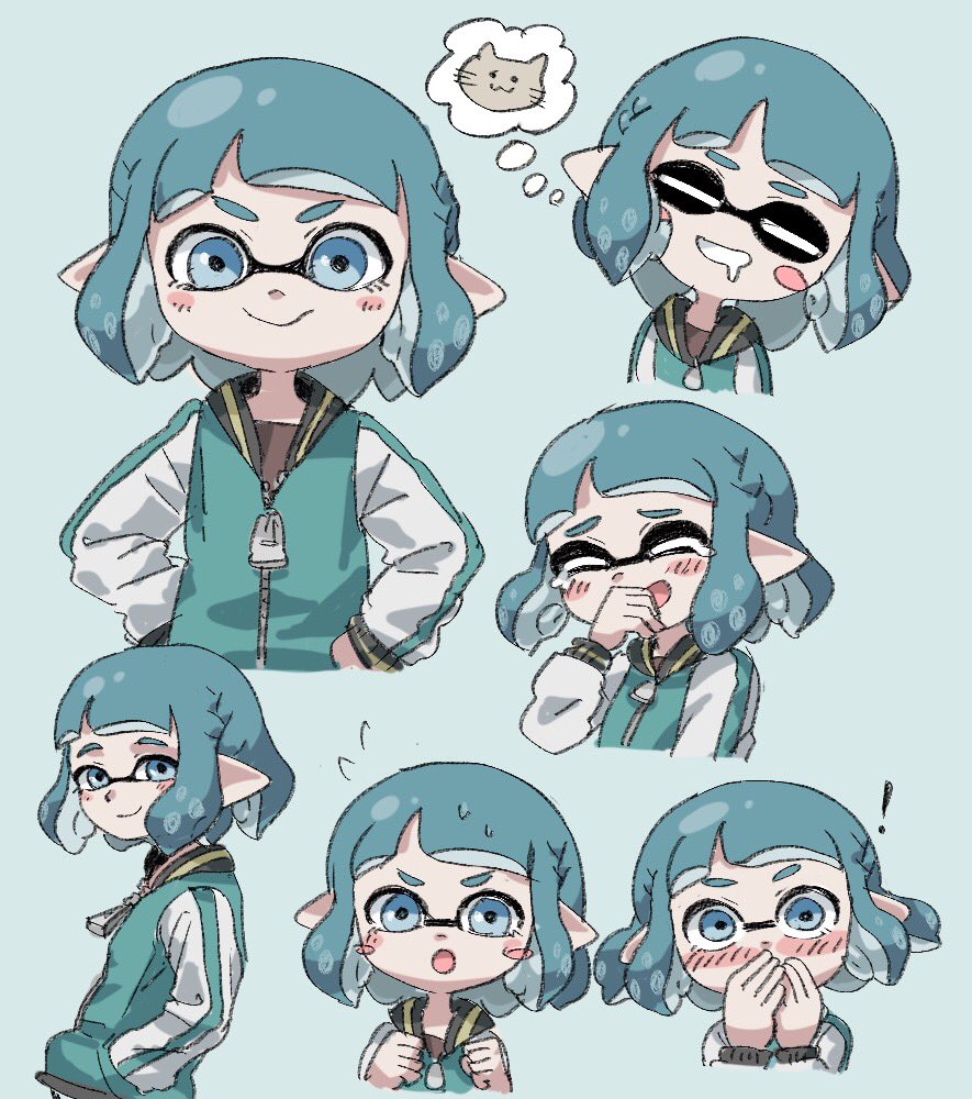 表情いろいろ（あじょもイカちゃんとみあすけイカちゃん）