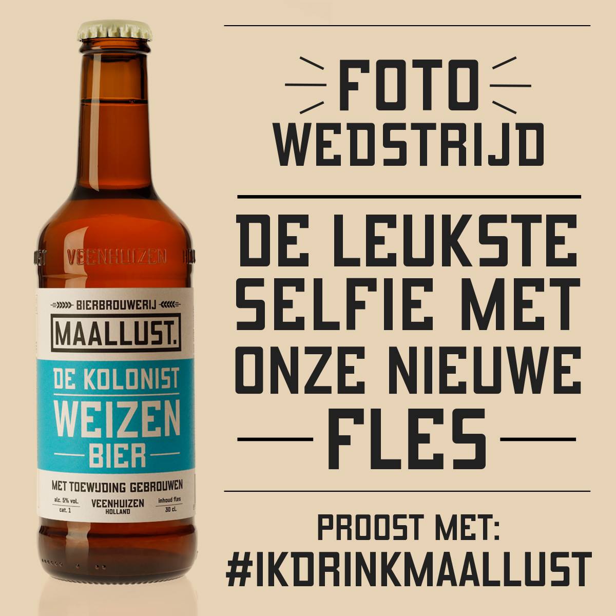 De laatste kans om mee te doen met onze winactie! Nog tot 15 april kun je openbare foto's met onze nieuwe fles plaatsen om kans te maken op een proeverij en rondleiding voor 6, 4 of 2 personen in de Bierbrouwerij Maallust​! 🍺