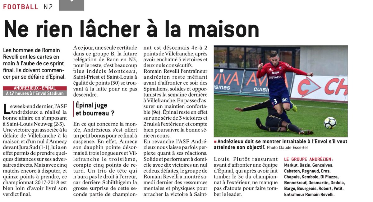 andrezieuxbthfc's tweet photo. #ASFSAS « Ne rien lâcher à la maison. » titre @Le_Progres 📰
#TeamASF🔴🔵 #National2🏆 https://t.co/GbdUhFfgux