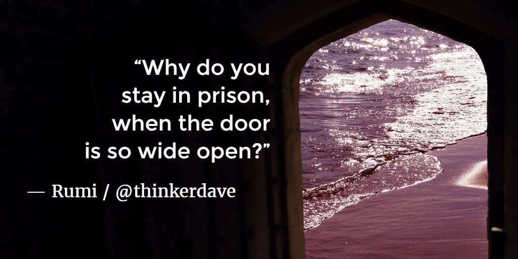 Why do you stay in prison, when the door is so wide open? — Rumi #Rumi #quote #love