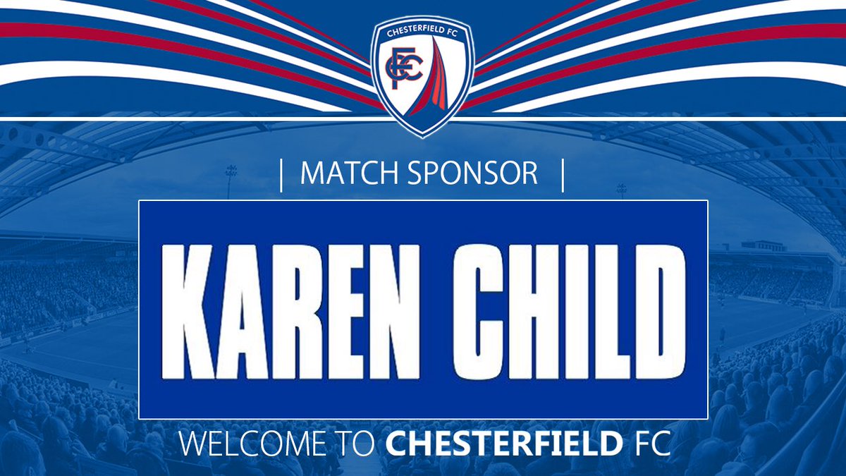Looking forward to welcoming our match sponsor today, Karen Child. <a href="/ChesterfieldFC/">Chesterfield FC</a> <a href="/xkaren73/">karen child</a>