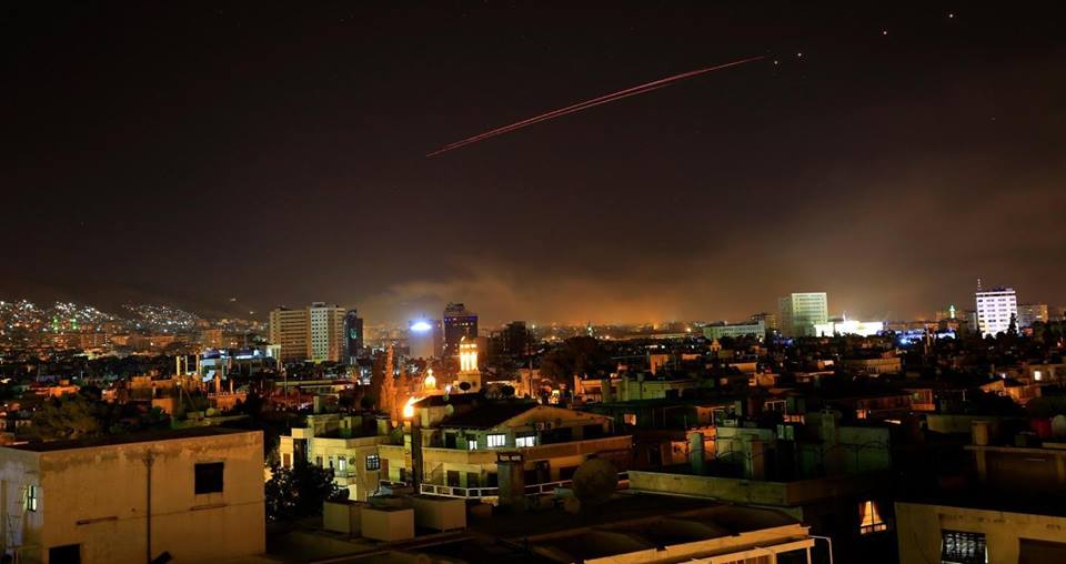 QalaatAlMudiq's tweet photo. #Syria: US, UK &amp; France launched retaliatory strikes on bases linked to chemical program following attack on #Douma a week ago. Multiple bases hit mainly in #Homs &amp; #Damascus prov. https://t.co/40vvHkGIjR