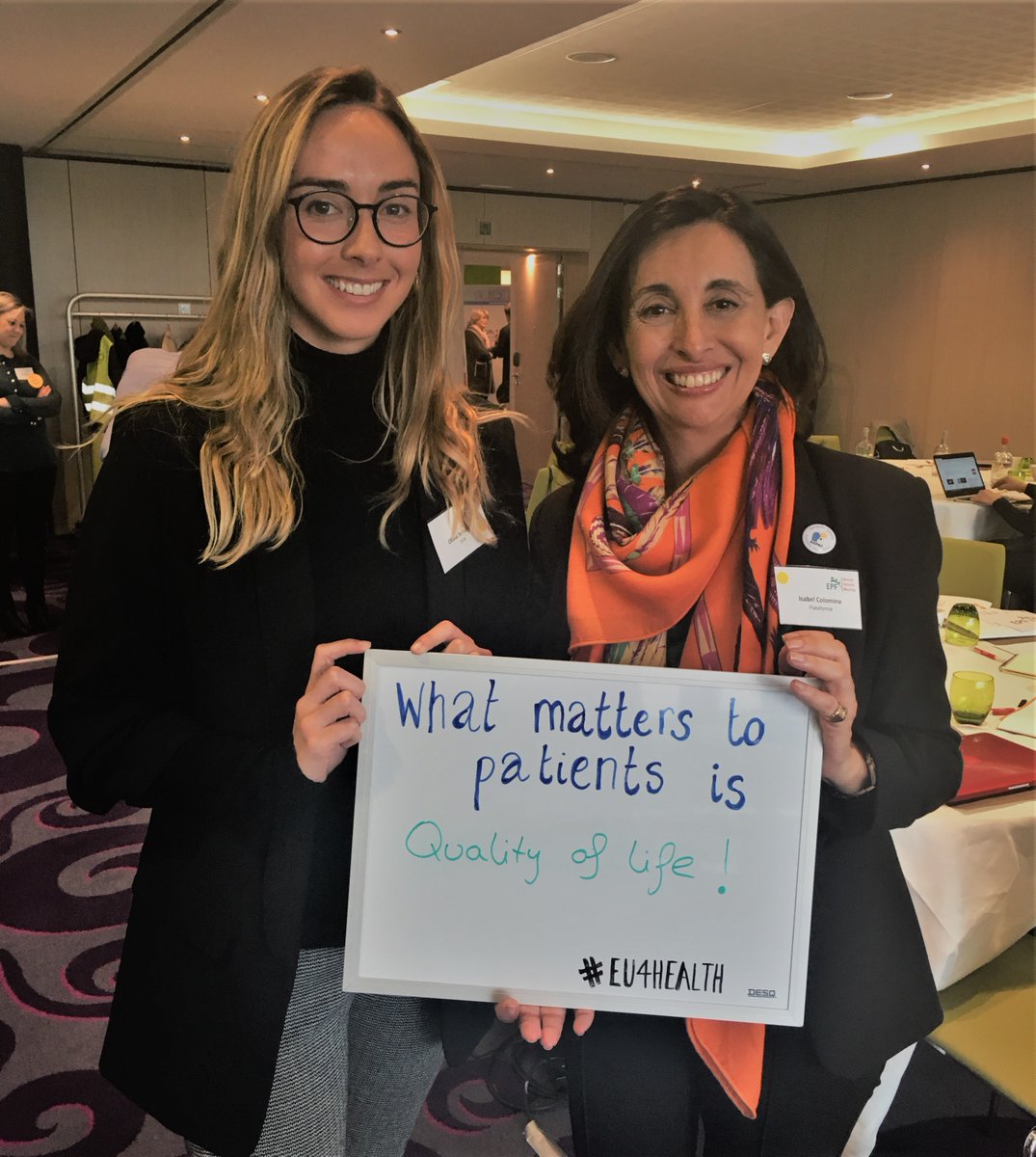 eupatientsforum's tweet photo. "What matters to patients is quality of life!" - Olivia (European Headache Alliance, @EHAumbrella) &amp; Isabel (Plataforma Pacientes @pacientesp) 

#EU4Health #EUBudget #MFF #whatmatterstous https://t.co/kCMXGv3fLb