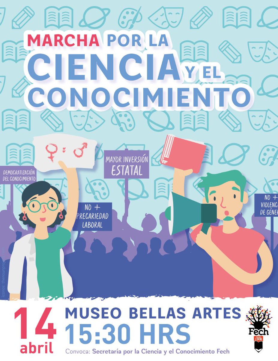 Atención Santiago! La marcha por la Ciencia y el Conocimiento partirá hoy a las 3:30 pm desde el museo de Bellas Artes. Todos invitados a participar y demostrar que Chile crecerá con más Ciencia y Conocimiento #MxCC2018 #MarchaPorLaCiencia #MarchForScience #Chile <a href="/ScienceMarchCL/">Marcha por la Ciencia Chile</a>