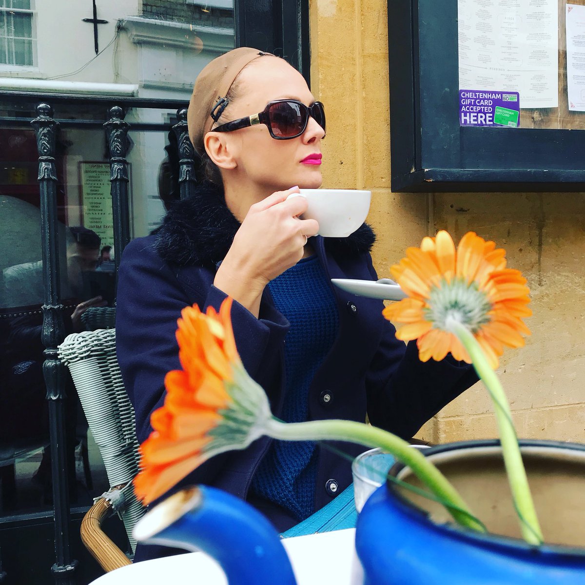 jennygayner's tweet photo. Tea with a wig cap. #forgotHat @_GangstaGranny https://t.co/bF3tfMA20n