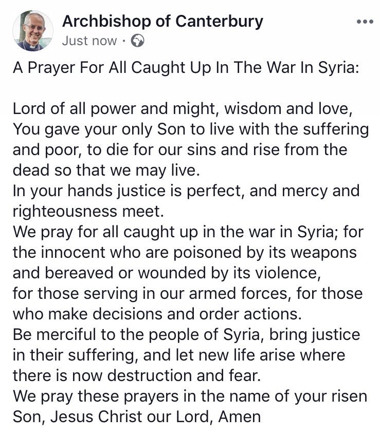 A prayer for all caught up in the war in Syria: facebook.com/archbishopofca…