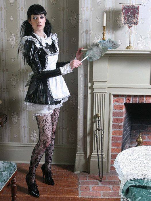 Maid shower dark haired dildo