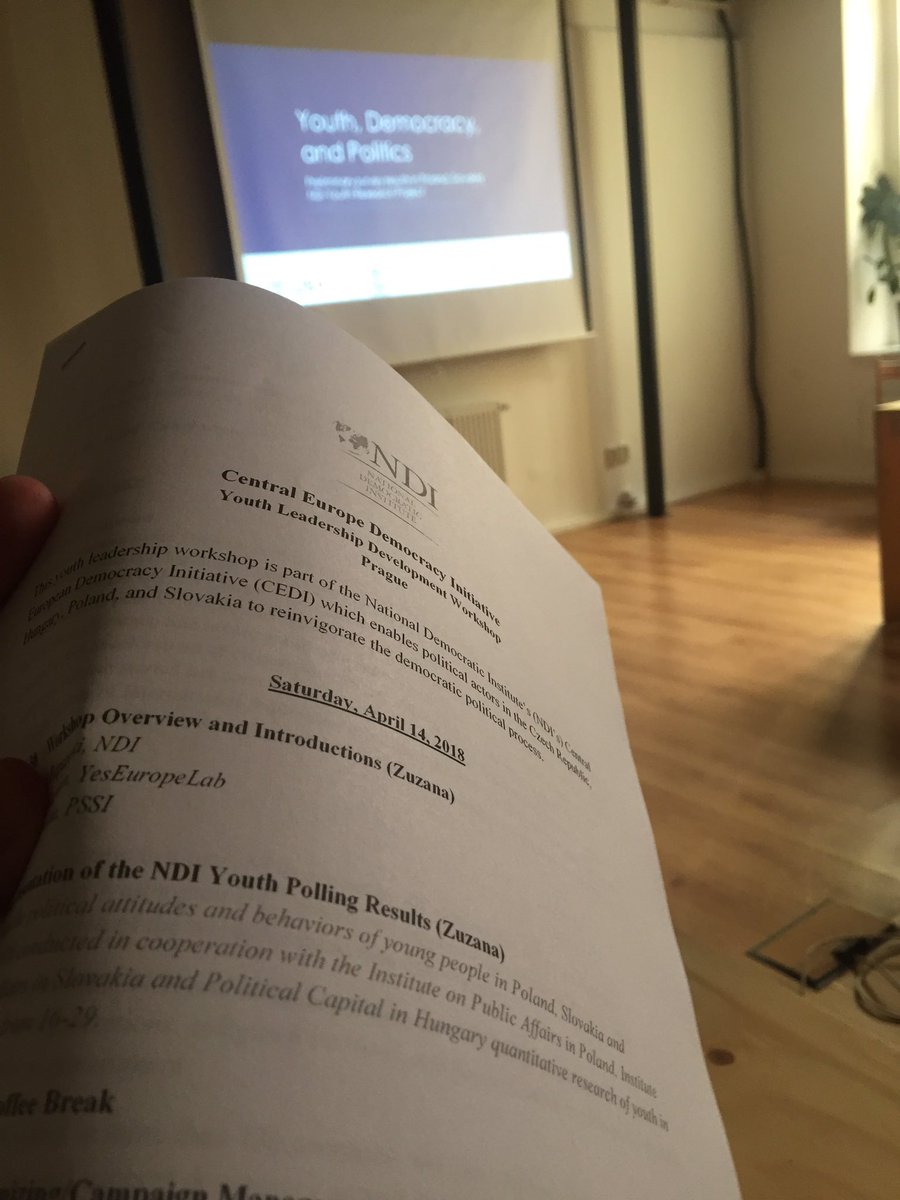 VaclavPlatenik's tweet photo. Great to spend a day talking about youth and campaigns with @HannahStarman from @YesEuropeLab &amp; @NDI organised by @pssi_prague https://t.co/URvlcQBhWh