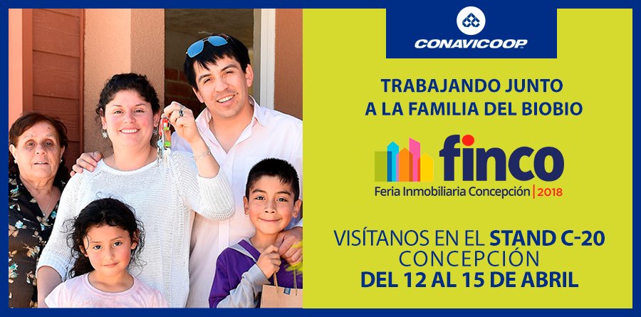conavicoop's tweet photo. ¡RECUERDA! Estamos en la Feria Inmobiliaria de Concepción hasta mañana 15 de abril de 2018. ¡Te esperamos! #FINCO2018 https://t.co/qlM4aa3Me4