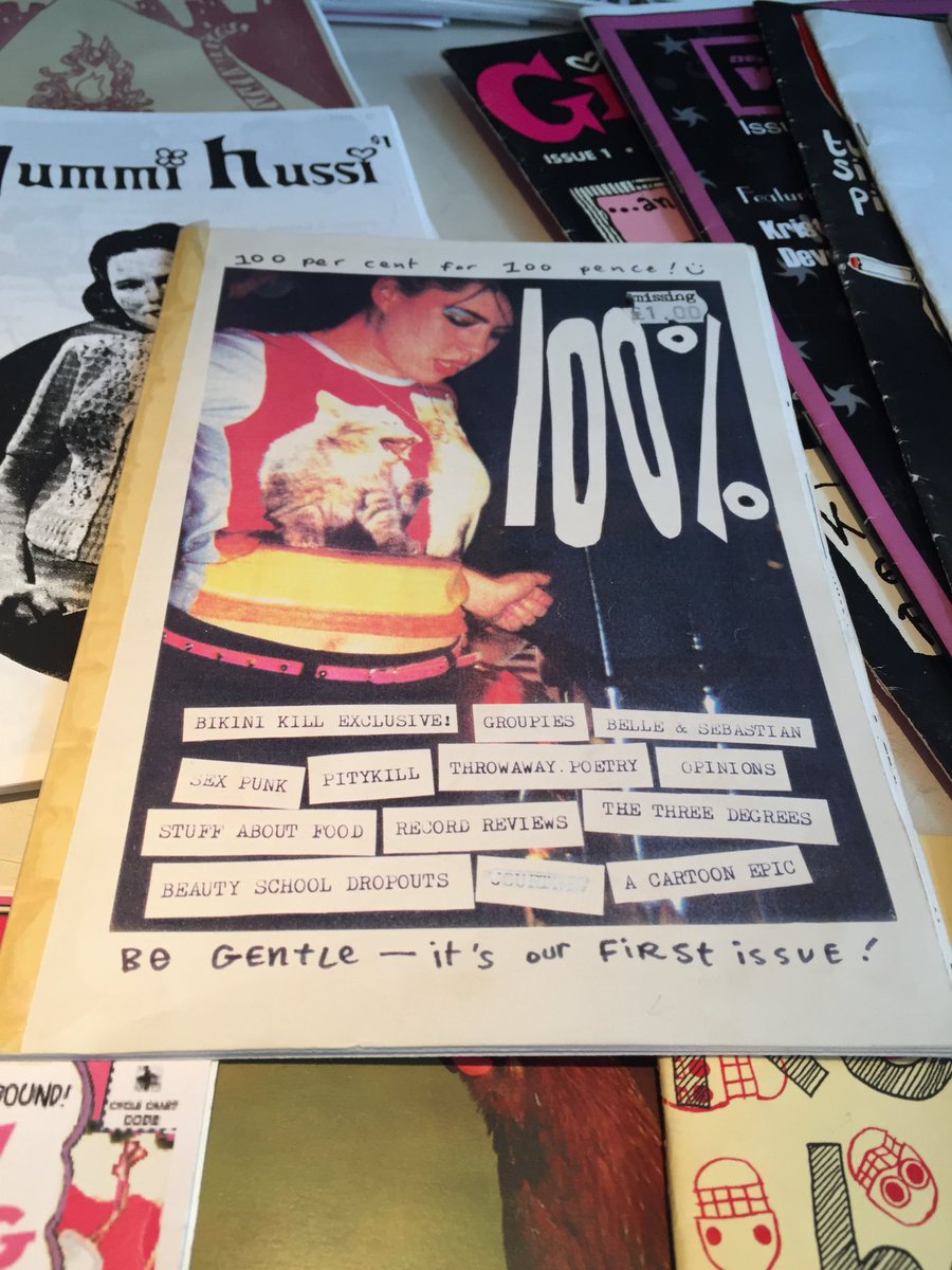 GlasgowZineLib's tweet image. In CCA’s foyer, pop up #zinelibrary w/ #Glasgow @womenslibrary—great collection selected from 400 #selfpublished #zines in their archive, including 100%, which features in our event ‘Women, Act, Make, Archive, Reset’ this afternoon!