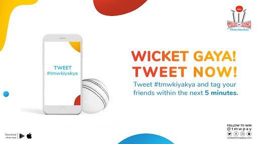 ☝🏻 At last we're off with the 1st Wicket of this innings! You have 5️⃣ minutes to tweet #tmwkiyakya and tag as many friends as you can! 

#T20 #Contest #PlayNow #WicketGaya