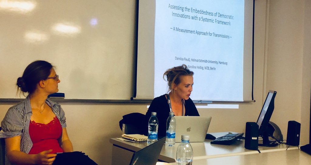 DelDemUCan's tweet photo. #ecprjs18 democratic innovations workshop, final paper: Dannica Fleuss & Karolina Helbig ‘Assessing the embeddedness of democratic innovations with a systemic framework’ @ECPR https://t.co/B4aA5s32Vf