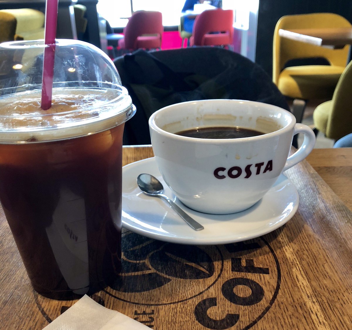 zoehong's tweet photo. For those of you told me I had to try Costa Coffee, here I am! My fav thing is the off center divot for the cup so thereβs room for the spoon on the saucer. Nice design. #designgeeks https://t.co/fnDwOCrbZ7
