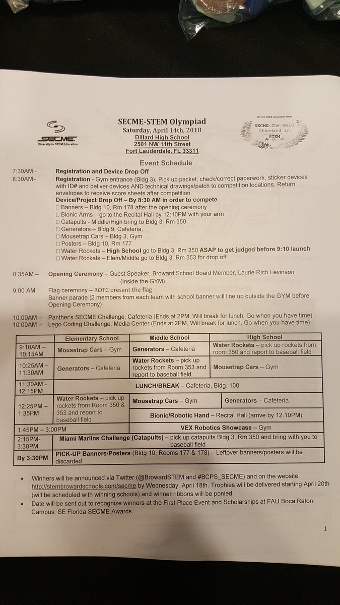 AMsky43's tweet photo. @BrowardSTEM #SECME2018 registration is ready &amp; eager to see you starting at 7:30 am 😎 Today will be a great day for competition &amp; commoradere among @browardschools 👏👏👏 https://t.co/QFZFLOtdvN