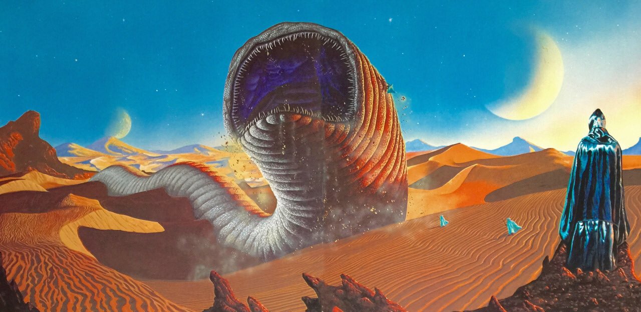 SciFi Art on X: Dune sand worms. Art by Terry Oakes, HR Giger, John  Schoenherr x 2  / X
