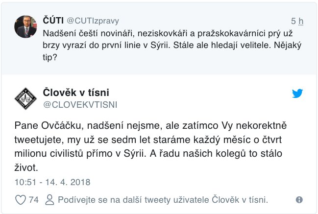 FilipZajicek's tweet photo. .@iROZHLAScz: @CLOVEKVTISNI zareagoval na twitterový příspěvek prezidentského mluvčího Jiřího Ovčáčka. https://t.co/TmE7SOX1XO