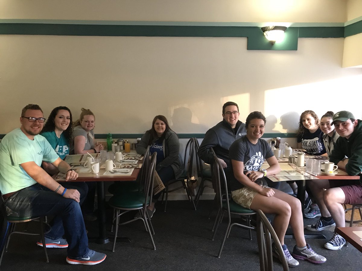 Mrs_Brown57's tweet image. The #MSU2PSU gang is starting our weekend off right at The Waffle Shop!