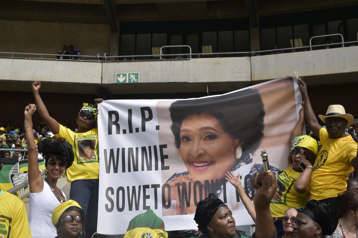 Bram06's tweet photo. So many ways to bid farewell... #WinnieMandelaFuneral #OrlandoStadium #sabcnews https://t.co/PEe240jjSb