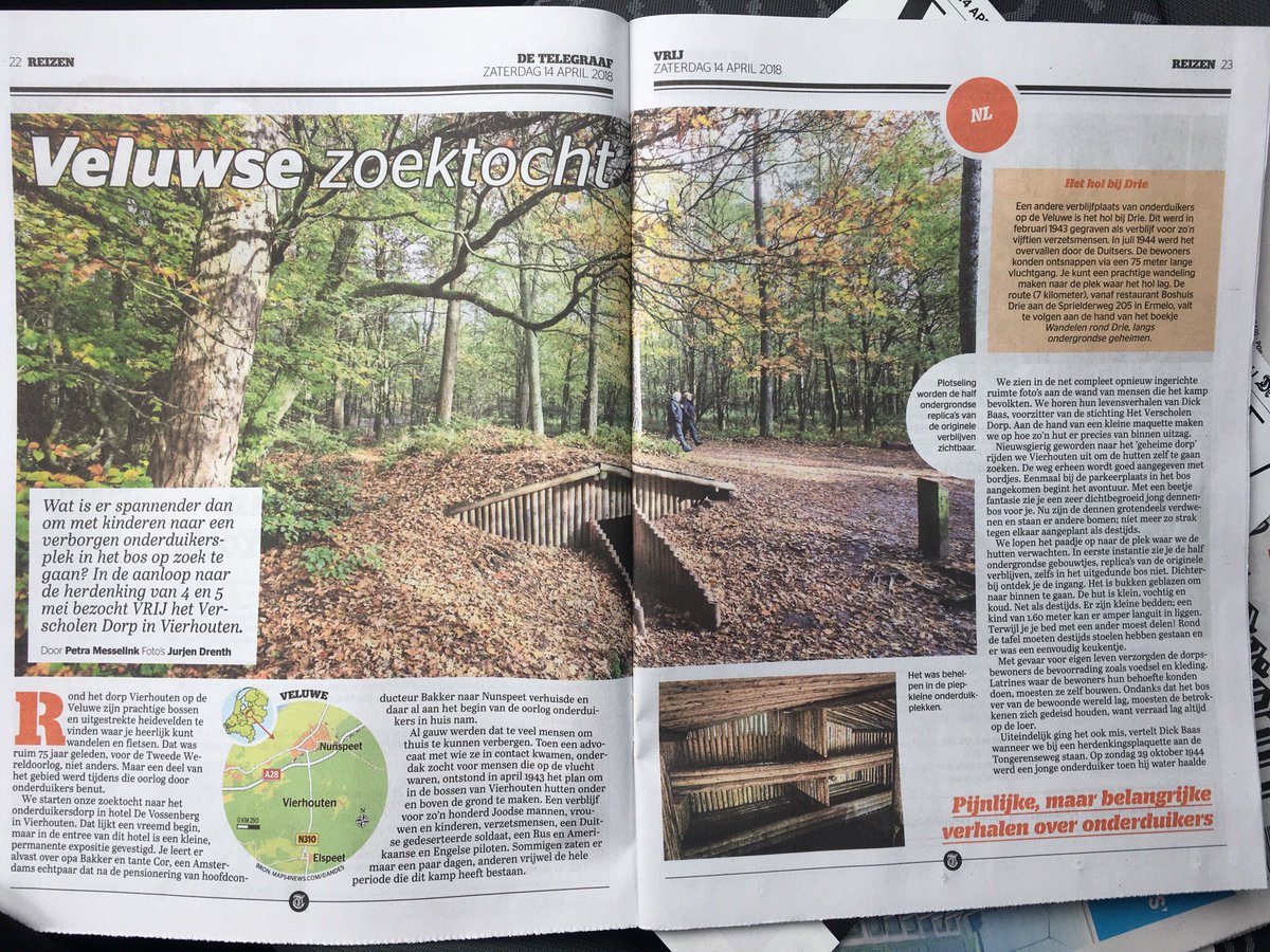 CvdStouw's tweet photo. Vandaag in de Telegraaf VRIJ: verscholendorp @vvvnunspeet  @VierhoutenNL @hotelvossenberg  en het hol bij Drie @VVVErmelo #boshuisdrie @visitveluwe https://t.co/XeL89GjP3S
