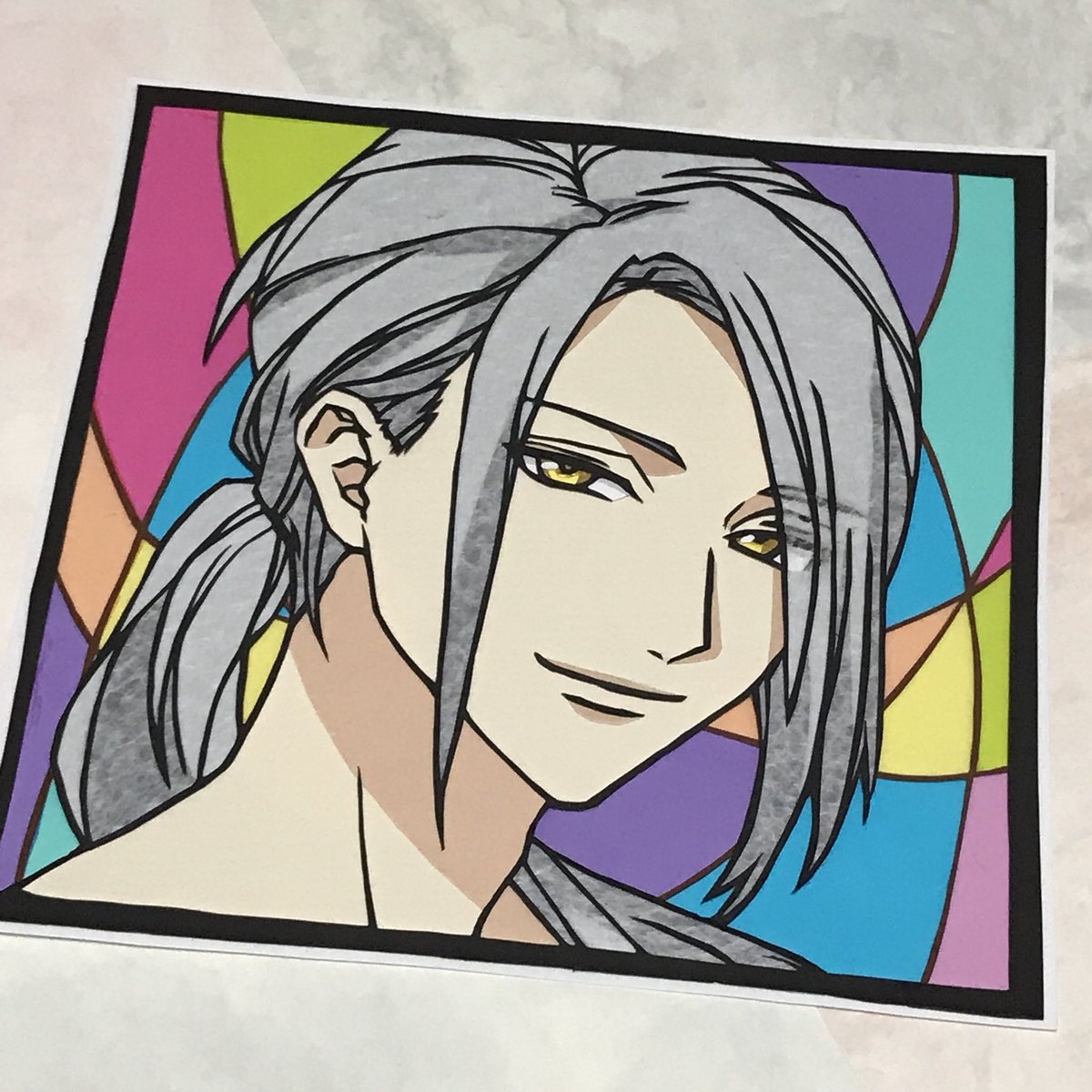 ねこ村瀬 En Twitter 雪白東 A3 エースリー 切り絵 ステンドグラス風 色画用紙と落水和紙 オリエステル紙