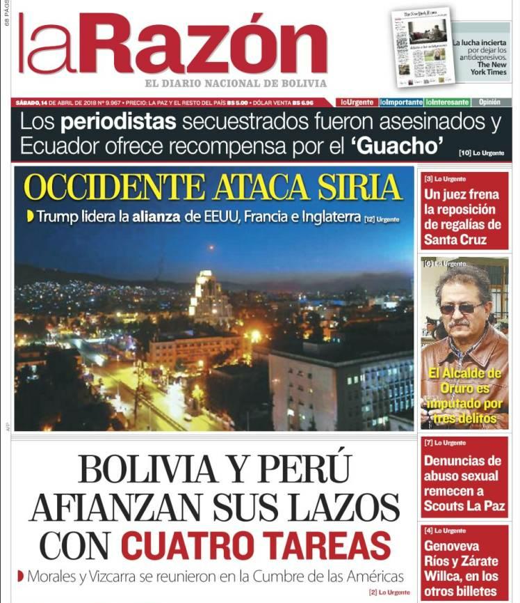CATERINAV's tweet photo. #14Abr PRENSA MUNDIAL | EEUU y aliados atacan a Siria. https://t.co/wrUvSW6FaH
