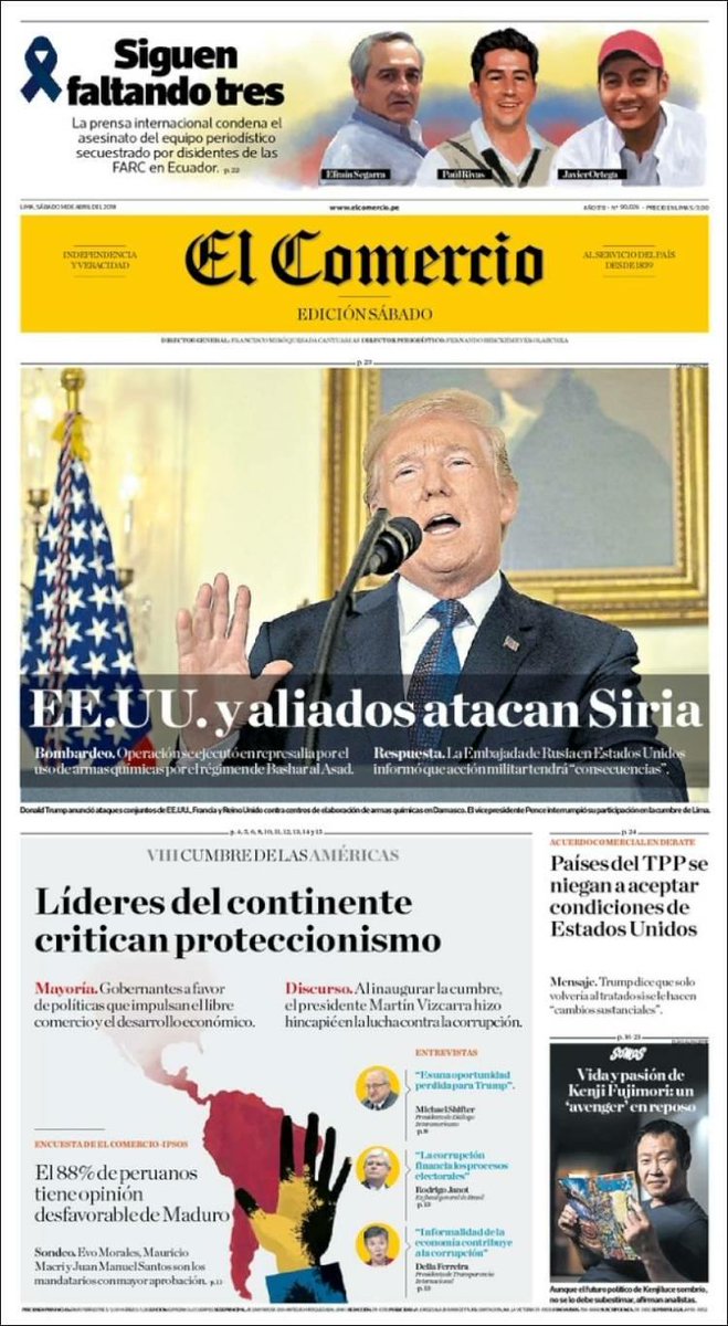 CATERINAV's tweet photo. #14Abr PRENSA MUNDIAL | EEUU y aliados atacan a Siria. https://t.co/wrUvSW6FaH