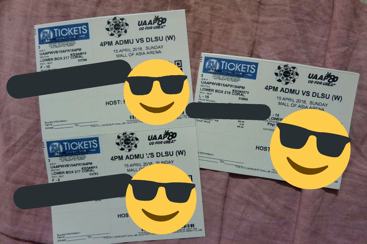 UAAPTickets__'s tweet photo. Selling 2 LB Tix for the game tom. Admu vs Dlsu womens volleyball. DM me :)

217 - F 10
218 - L 15

1k each po.

PS. We're selling this tickets ng mas mahal coz we bought 2500 each na patron. 😂✌ https://t.co/6bIJRinPYL