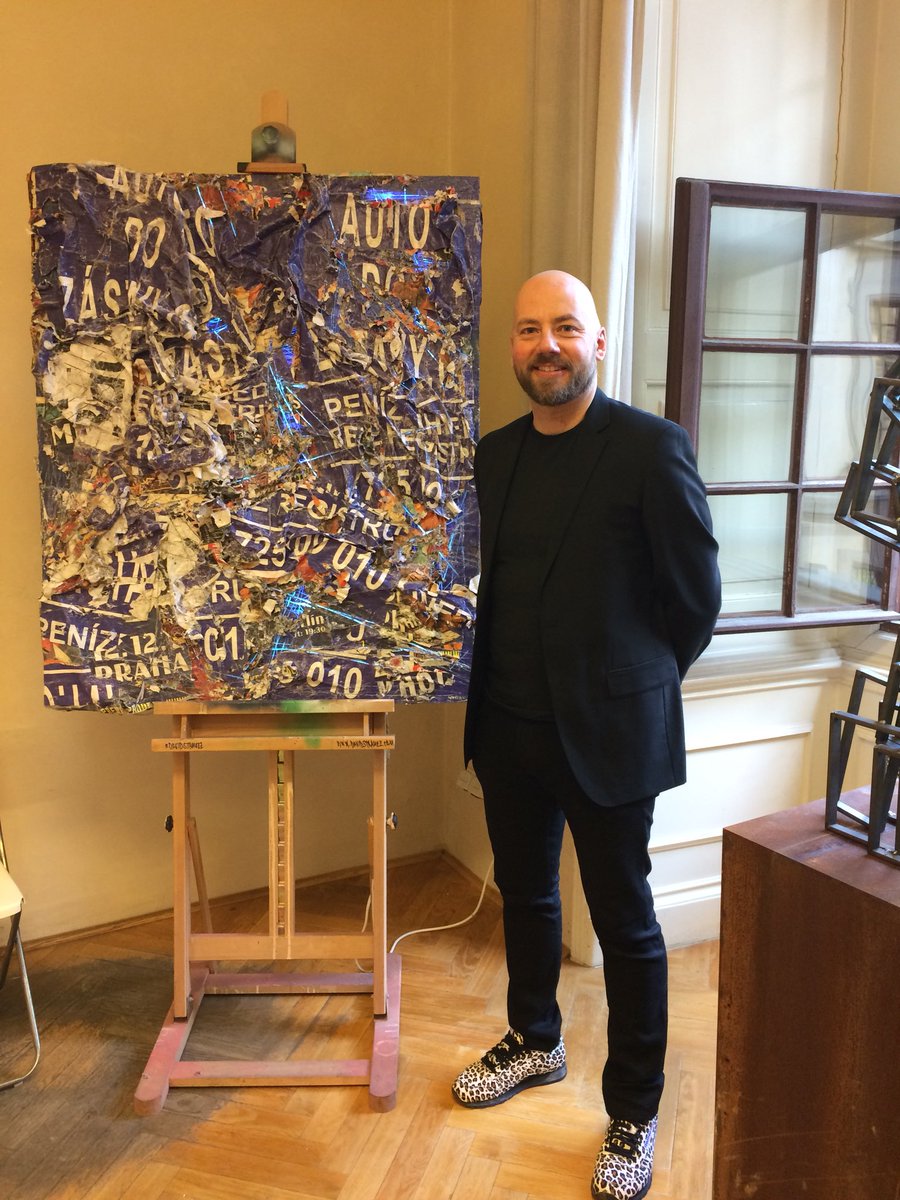 Final weekend of Prague Art Fair - come to the @pragartworksdotcom room to see my piece “Kind of IKB.” #pragueart2k18 #pragueart #collage #decollage #abstractart #modernart #contemporaryart #rippedposters #streetart #urbanart #artinformel #neodada #tornposters #nouveaurealisme