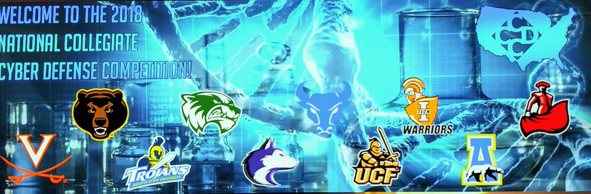 NationalCCDC's tweet image. Day one may be over, but the battle to defend the #NCCDC network continues today. May the best competitor win! @uafairbanks @UVA @IndianaTech @DakotaState @UBuffalo @UW @UVU @HackUCF @Baylor @csunorthridge