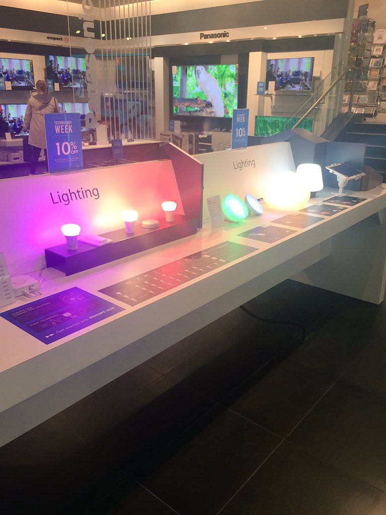 cmlambe's tweet image. Hue demonstration in store today as part of #technologyweek @ArnottsDublin @tweethue @PhilipsHue1