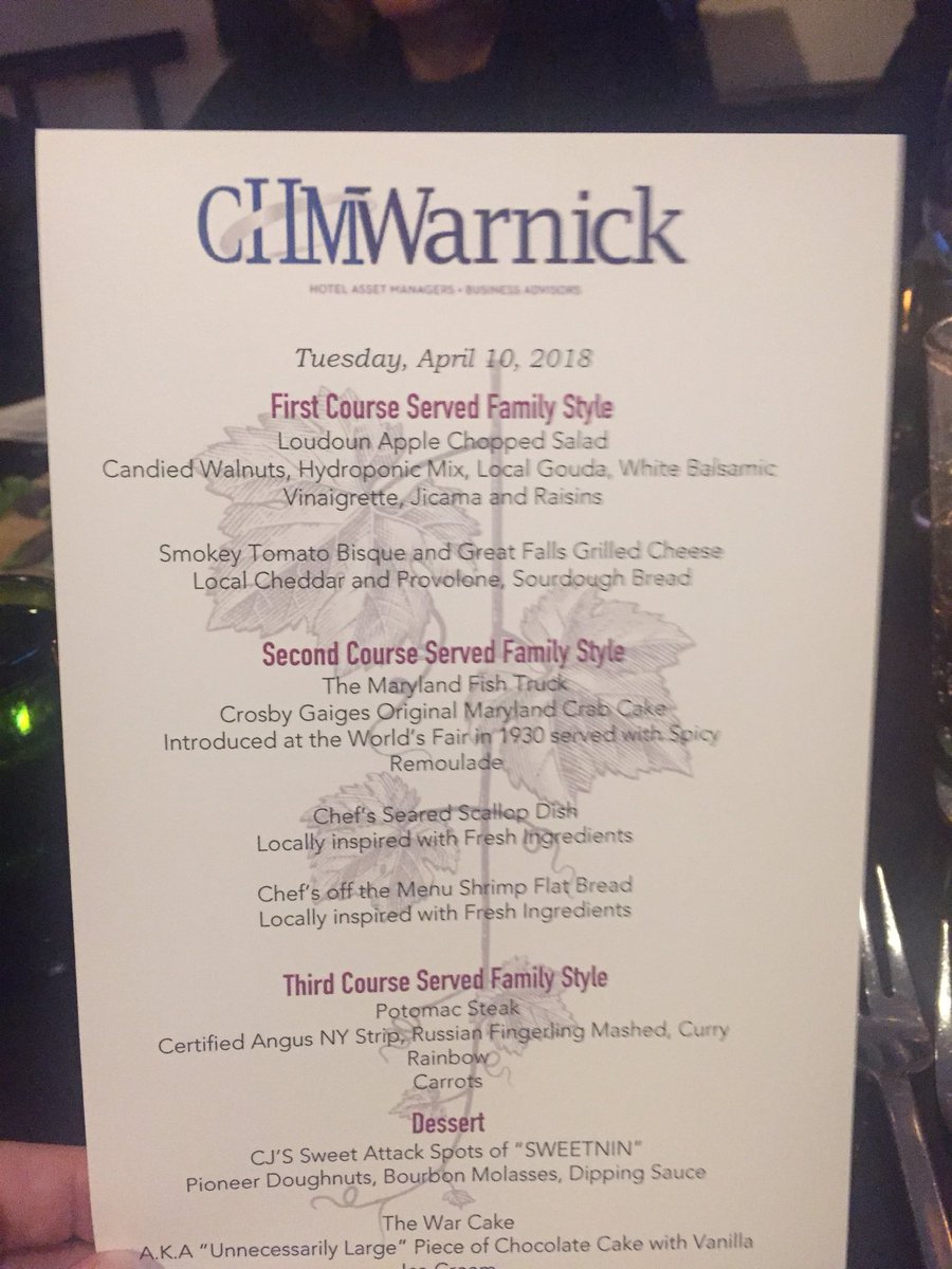 CHMW_KDickinson's tweet image. Incredible chef’s dinner from @TwoRoadsHotels @LansdowneResort for the @CHMWarnick team this week. Still stuffed from the insanely delicious 18 layer cake!! #chefmagic #hotelF&amp;amp;B #crabcakestodie