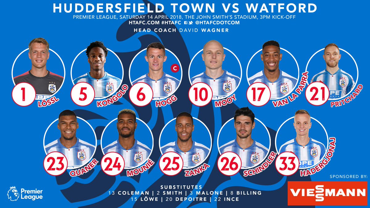 htafc's tweet photo. TEAM NEWS with @ViessmannUK: #htafc Head Coach David Wagner has made one change to his starting XI for today’s @premierleague game against @WatfordFC; 3pm kick-off at the @johnsmithstadia.

➡️ @CollinQuaner 
⬅️ Tom Ince (AT) https://t.co/qPkpcD29MD