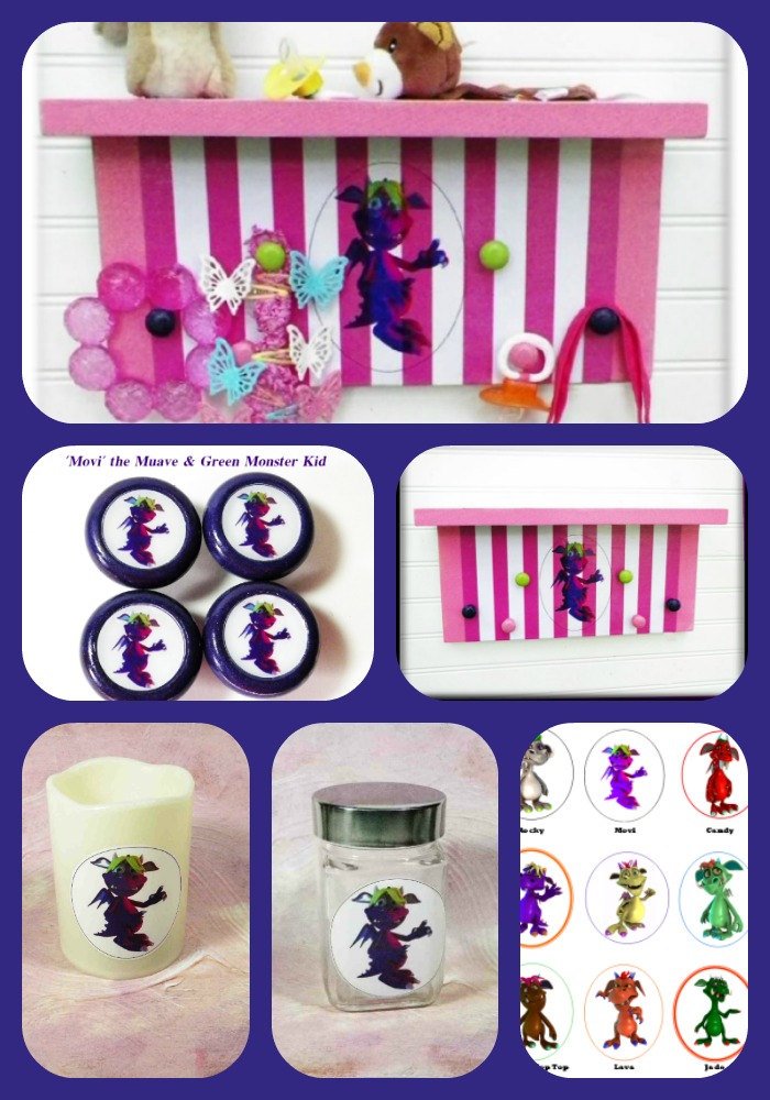 ruralgals's tweet image. Kids &amp;amp; Babies Organizer Collection, 4 Piece Set Featuring 'Movi' the Mauve Monster Kid Includes Shelf, Flameless Candle, Knob Set, Glass Jar etsy.me/2AhuuY7 #officesupplies #decoupageknobs #countrygirls #shabbyframesets #Etsy #Pink