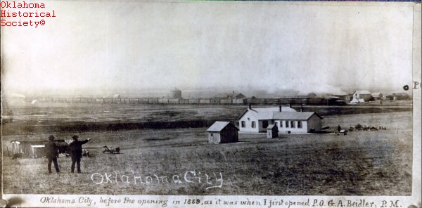 DowntownOKC's tweet photo. On this day in 1889, one week before the Land Run, OKC's stockyards, RR tracks and depots had been completed. Surveyors had begun laying out lots, blocks and streets, and U.S. troops were at a 160-acre camp (@_Bricktown now,) turning away Sooners who tried to stake early claims. https://t.co/wJ0y1H29SM