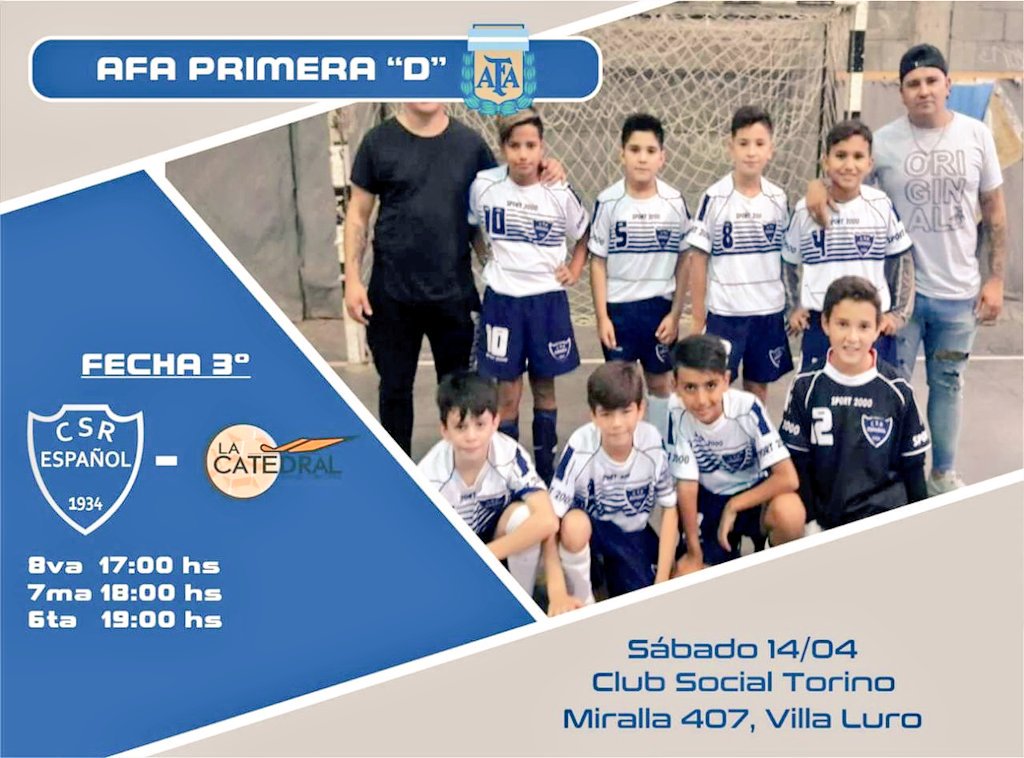 Hoy juegan los chicos!!!
Acercate y alenta a la #8va #7ma y #6ta de #Centro ⚽