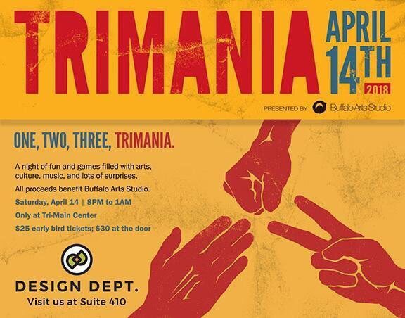 designdan's tweet photo. #DesignDepartment will be holding an open house during the #Trimania event tonight starting at 8pm. It will be an exciting event filled with art, performances, DJ's, Bands and Bars. Come by and say hi at Suite 410 of the #TriMainCenter, 2495 Main Street, #BuffaloNY https://t.co/vDMXbq9vgm