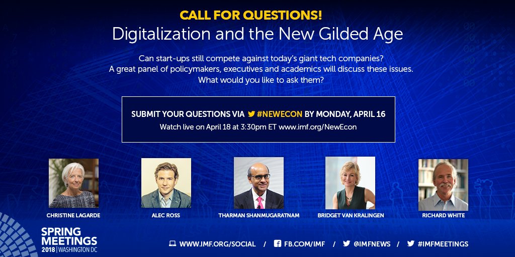 Can start-ups still compete against today’s giant tech companies? A great panel of policymakers, executives and academics will discuss #NewEcon issues on April 18. What would you like to ask them? Tag your questions #NewEcon ow.ly/x2Uo30ju6ks