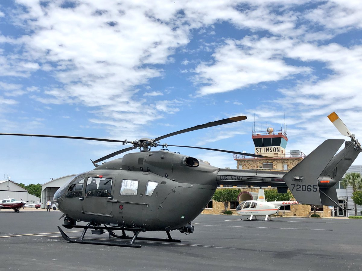 UH-72 Lakota came by KSSF for fuel today. Nice looking bird <a href="/AirbusRide/">AirbusRide</a> <a href="/AirbusHeli/">Airbus Helicopters</a> <a href="/VisitSanAntonio/">Visit San Antonio</a> #lakotaheli