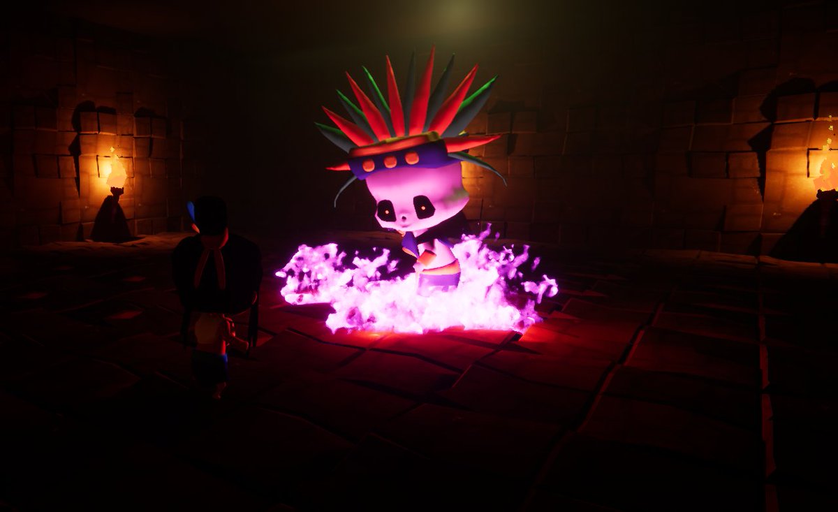 LumoxGames's tweet photo. A fierce fight against the mayan god of death: Au puch. In our game #featherless . #boss #death #mayan #epic #bones #skull #fire #light #ue4 #dev #saturdayscreen #saturdaydev #videogames #indie #enti #blindball https://t.co/9BBRWmilVT