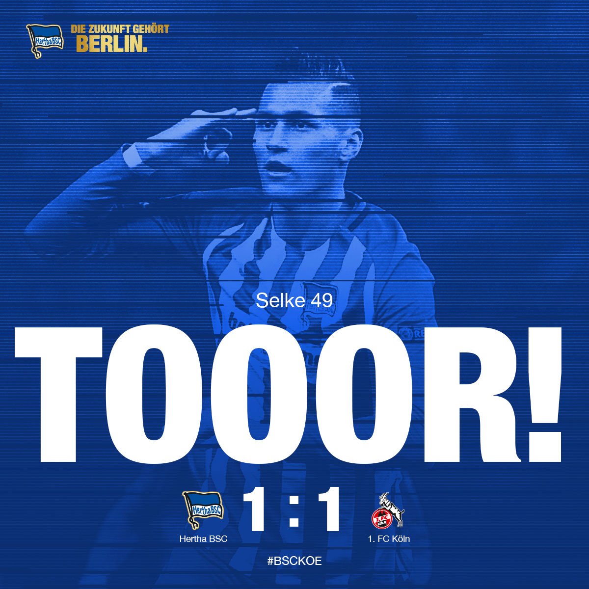 HerthaBSC's tweet photo. 49' JAAAAAAAAAA! So muss das sein - @davieselke27 mit Schmackes ins lange Eck! #BSCKOE 1:1 #hahohe https://t.co/abHXAiQ1DD