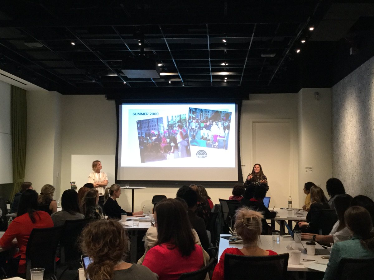 MarshaBattee's tweet photo. Day 2 at #PEIntensive18-- "When they say jump, you say how high."--- @carleyroney and @mmmmbach tell the story of how @theknot became a household name after securing their 10-year summer series on @TODAYshow. #FemaleFounders #PEClassOf2018 @pjtentrepreneur @UBS https://t.co/jRutxbVNtj