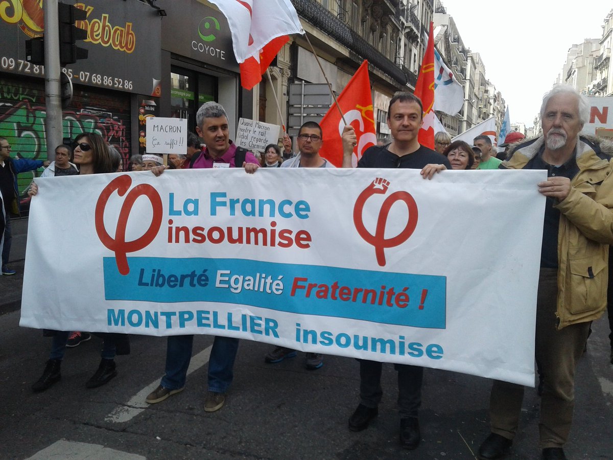 lemouvementinfo's tweet photo. Groupes d'action LFI #Montpellier à #Marseille #MarcheStopMacron https://t.co/muMnfckHaY