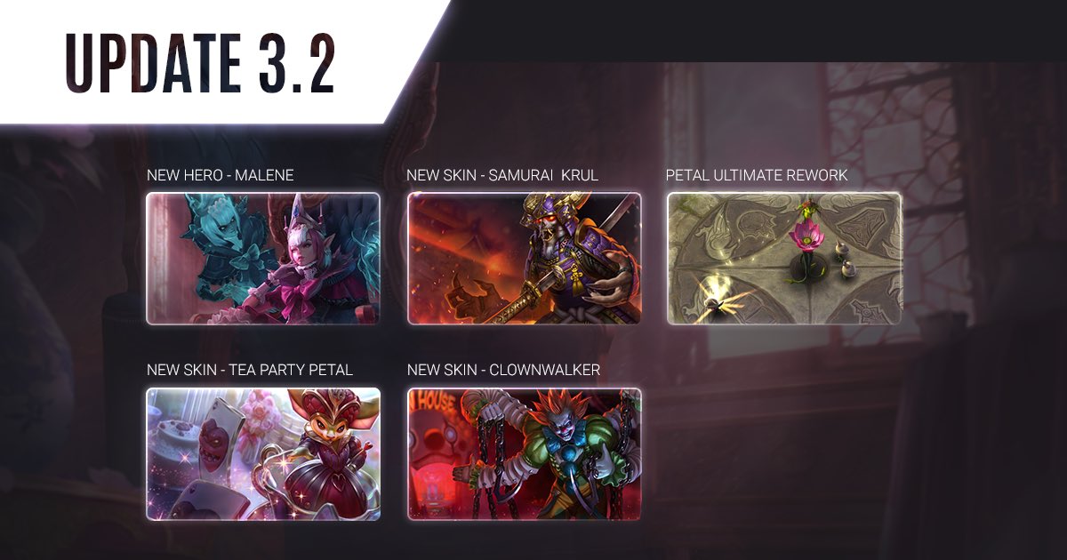 vainglory's tweet image. Update 3.2 notes are here! 🤩 Get ready to dominate your enemies in light and shaddow form with new hero Malene.

superevil.co/update32